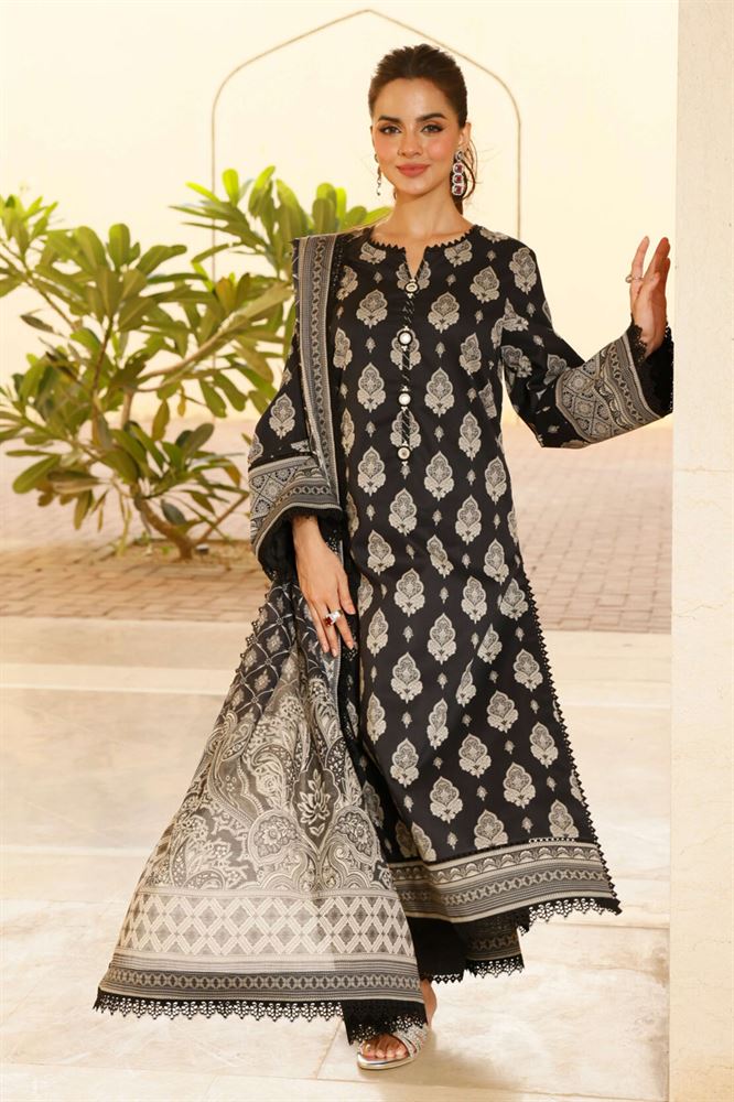 Monochrome Unstitched Black Collection - Black and Silver Embroidered Suit